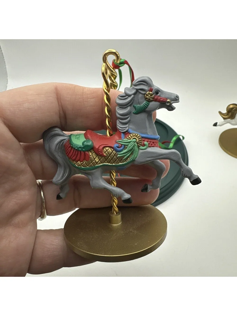 1989 Hallmark Carousel Horse Ornaments Complete 5 Piece Set Christmas